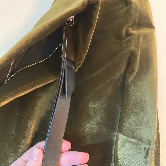 Zara Olive Green Velvet Clutch - Picture 10 of 10